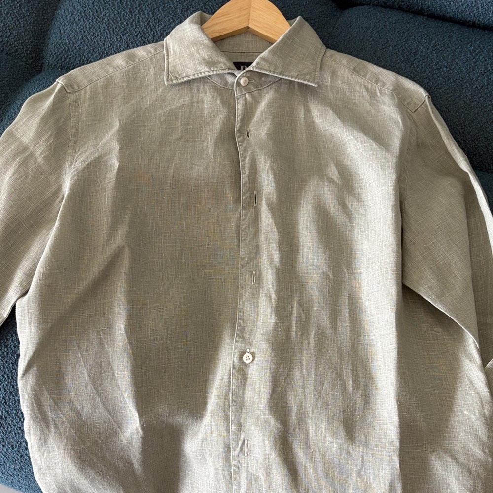 Men's Beige Button-Down Shirt by B - Picture 6 of 8